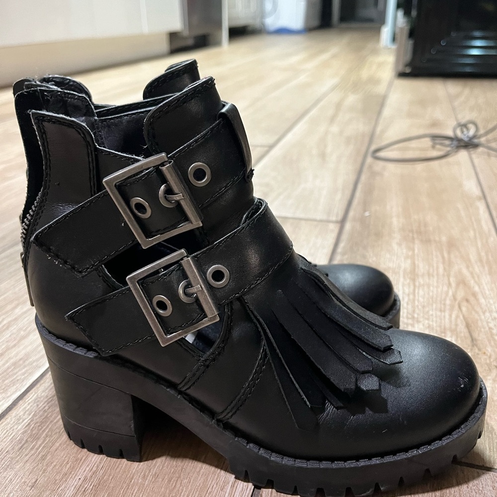 Chunky black booties